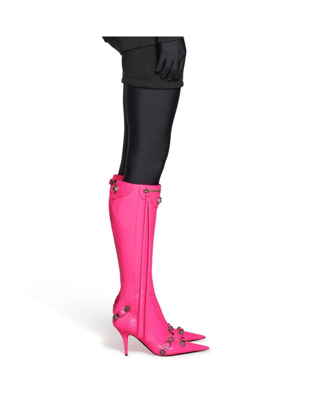 NIB $2,600 Balenciaga Cagole Leather Designer Boot Neon Pink Arena 39.5 694395 - Picture 13 of 15